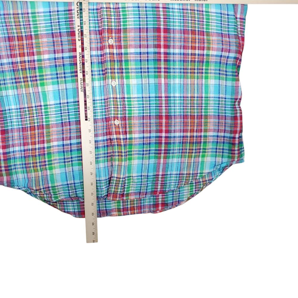 Ralph Lauren 100% Linen Shirt Mens XL Plaid Short Sleeve Button Down Multi Color - Picture 11 of 11